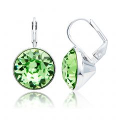 Bella Earrings with 8.5 Carat Peridot Crystals Rhodium Plated
