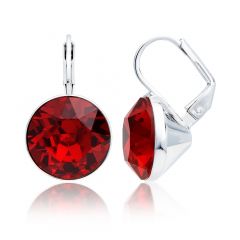 Bella Earrings with 8.5 Carat Ruby Crystals Rhodium Plated