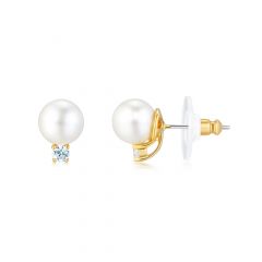 Tricia Pearl Stud Earrings with White Swarovski® Crystal Pearls Gold Plated