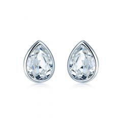 Teardrop Stud Earrings with Swarovski® Crystals Rhodium Plated