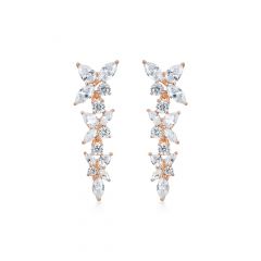 Victoria Cluster Drop Earrings with Cubic Zirconia Rose Gold Plated