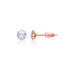Signature Stud Earrings with Carat Blue Shade Swarovski Crystals 3 Sizes Rose Gold Plated