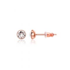 Signature Stud Earrings with Carat Clear Swarovski Crystals 3 Sizes Rose Gold Plated