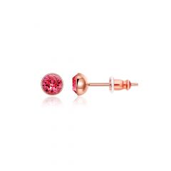 Signature Stud Earrings with Carat Indian Pink Swarovski Crystals 3 Sizes Rose Gold Plated