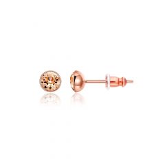 Signature Stud Earrings with Carat Light Peach Swarovski Crystals 3 Sizes Rose Gold Plated