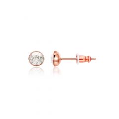 Signature Stud Earrings with Carat Silver Shade Swarovski Crystals 3 Sizes Rose Gold Plated