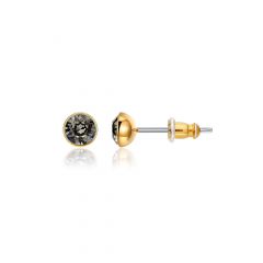 Signature Stud Earrings with Carat Black Diamond Swarovski Crystals 3 Sizes Gold Plated