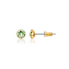 Signature Stud Earrings with Carat Chrysolite Swarovski Crystals 3 Sizes Gold Plated
