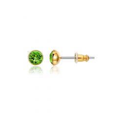 Signature Stud Earrings with Carat Fern Green Swarovski Crystals 3 Sizes Gold Plated