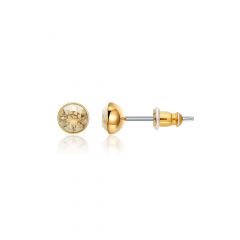 Signature Stud Earrings with Carat Golden Shadow Swarovski Crystals 3 Sizes Gold Plated