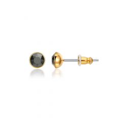 Signature Stud Earrings with Carat Jet Hematite Swarovski Crystals 3 Sizes Gold Plated