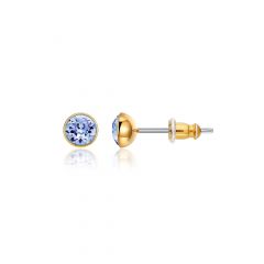 Signature Stud Earrings with Carat Light Sapphire Swarovski Crystals 3 Sizes Gold Plated