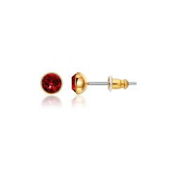 Signature Stud Earrings with Carat Ruby Swarovski Crystals 3 Sizes Gold Plated