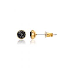 Signature Stud Earrings with Carat Silver Night Swarovski Crystals 3 Sizes Gold Plated