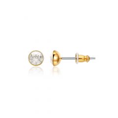 Signature Stud Earrings with Carat Silver Shade Swarovski Crystals 3 Sizes Gold Plated