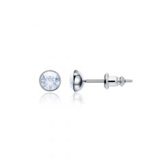 Signature Stud Earrings with Carat Blue Shade Swarovski Crystals 3 Sizes Rhodium Plated