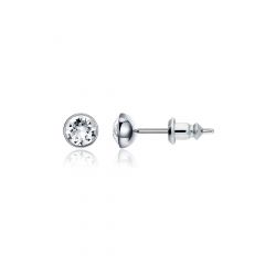 Signature Stud Earrings with Carat Clear Swarovski Crystals 3 Sizes Rhodium Plated