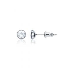 Signature Stud Earrings with Carat Moon Light Swarovski Crystals 3 Sizes Rhodium Plated