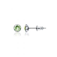 Signature Stud Earrings with Carat Chrysolite Swarovski Crystals 3 Sizes Rhodium Plated