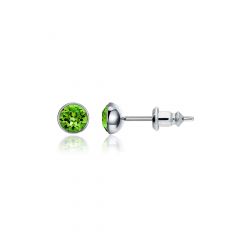 Signature Stud Earrings with Carat Fern Green Swarovski Crystals 3 Sizes Rhodium Plated