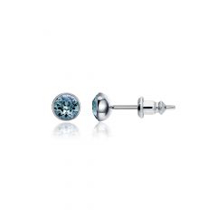 Signature Stud Earrings with Carat Indian Sapphire Swarovski Crystals 3 Sizes Rhodium Plated
