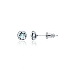Signature Stud Earrings with Carat Light Azore Swarovski Crystals 3 Sizes Rhodium Plated