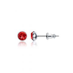 Signature Stud Earrings with Carat Siam Swarovski Crystals 3 Sizes Rhodium Plated