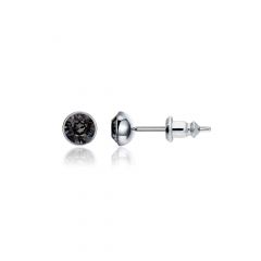 Signature Stud Earrings with Carat Silver Night Swarovski Crystals 3 Sizes Rhodium Plated