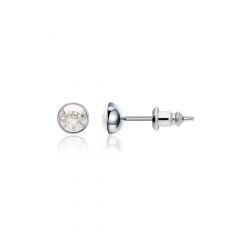 Signature Stud Earrings with Carat Silver Shade Swarovski Crystals 3 Sizes Rhodium Plated