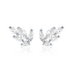 Louison Stud  Earrings with CZ Rhodium Plated