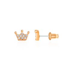Enchanted Crown Stud Earrings w Swarovski Crystals Rose Gold Plated