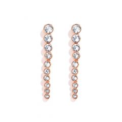 Tennis Cascade Drop Earrings with Clear Swarovski Crystals Rose Gold Plated