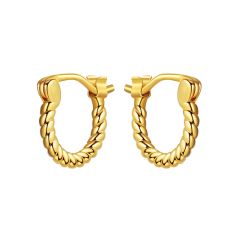 Twist Rope Mix Hoop Carrier Earring Gold Plated