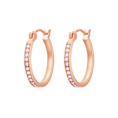 Eternity Mix Carrier Hoop Earrings 18mm Crystal Rose Gold Plated