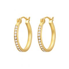 Eternity Mix Carrier Hoop Earrings 18mm Crystal Gold Plated