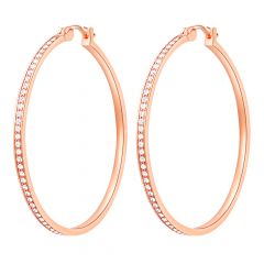 Eternity Mix Carrier Hoop Earrings 39mm Crystal Rose Gold Plated