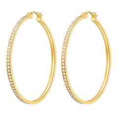 Eternity Mix Carrier Hoop Earrings 39mm Crystal Gold Plated