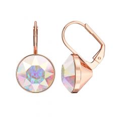 Bella Earrings with 6 Carat Aurore Boreale Crystals Rose Gold Plated