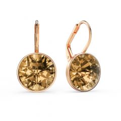 Bella Earrings with 6 Carat Light Colorado Topaz Crystals Rose Gold Plated