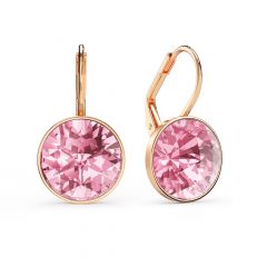 Bella Earrings with 6 Carat Light Rose Crystals Rose Gold Plated