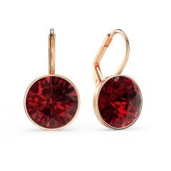 Bella Earrings with 6 Carat Ruby Crystals Rose Gold Plated