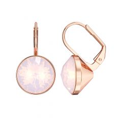 Bella Earrings with 6 Carat Rose Water Opal Crystals Rose Gold Plated