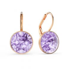 Bella Earrings with 6 Carat Violet Crystals Rose Gold Plated