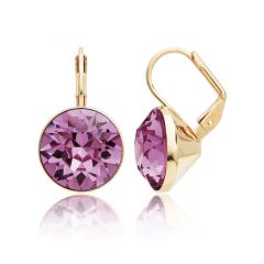 MYJS Bella Earrings with 6 carat Antique Pink Crystals Gold Plated
