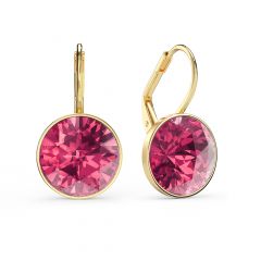 Bella Earrings with 6 Carat Rose Crystals Gold Plated