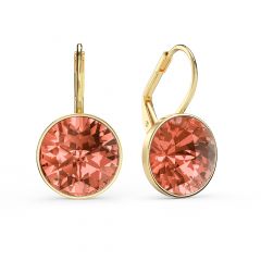 Bella Earrings 6 Carat Drop Earrings Rose Peach Crystals Gold Plated