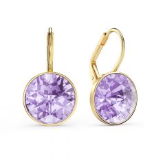 Bella Earrings with 6 Carat Violet Crystals Gold Plated
