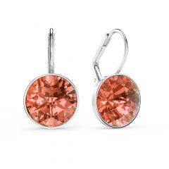 Bella Earrings 6 Carat Drop Earrings Rose Peach Crystals Rhodium Plated