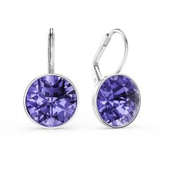 Bella Earrings with 6 Carat Tanzanite Crystals Silver Plated