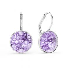 Bella Earrings with 6 Carat Violet Crystals Silver Plated